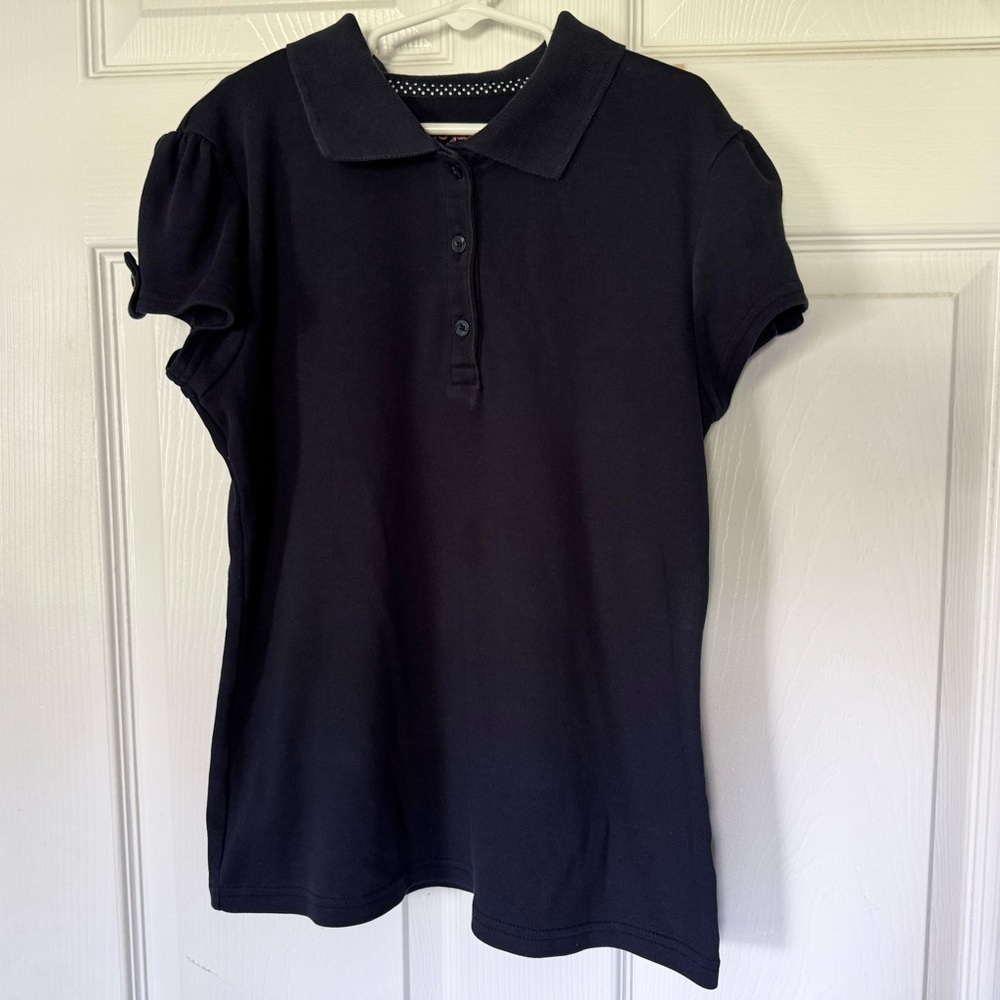 Cat & Jack Girls School Uniform Navy Blue Short Sleeve Polo Size Large 10/12‎